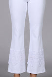 Chatoyant Plus Size Wide Lace Crop Pants White