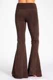Chatoyant Plus Size Mineral Wash Seam Detail Bell Bottoms Brown