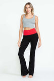 Chatoyant Plus Size Color Block Yoga Pants Heather Red