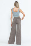 Chatoyant Plus Size Mineral Washed Wide Leg Stretch Pants Desert Taupe