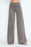 Chatoyant Plus Size Mineral Washed Wide Leg Stretch Pants Desert Taupe