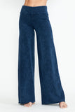 Chatoyant Mineral Washed Wide Leg Stretch Pants Electric Blue