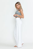 Chatoyant Plus Size Mineral Washed Wide Leg Stretch Pants White