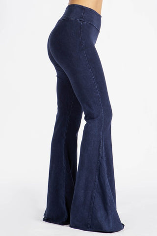 Chatoyant Fit & Flare Raw Edge Bell Bottoms Electric Blue
