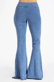 Chatoyant Plus Size Fit & Flare Raw Edge Bell Bottoms Lt. Denim