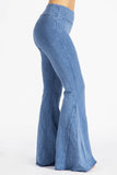 Chatoyant Plus Size Fit & Flare Raw Edge Bell Bottoms Lt. Denim