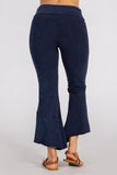 Chatoyant Mineral Wash Crop Pants With Asymmetrical Hem Electric Blue