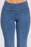 Chatoyant Plus Size Mineral Wash Crop Pants With Asymmetrical Hem Lt. Denim