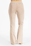 Chatoyant Plus Size Mineral Washed Bootcut Pants With Side Crochet Beige
