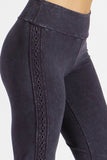 Chatoyant Plus Size Mineral Washed Bootcut Pants With Side Crochet Dark Ash Gray