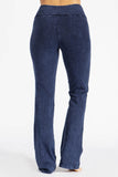 Chatoyant Mineral Washed Bootcut Pants With Side Crochet Electric Blue