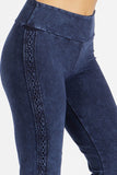 Chatoyant Plus Size Mineral Washed Bootcut Pants With Side Crochet Electric Blue