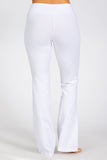 Chatoyant Mineral Washed Bootcut Pants With Side Crochet White