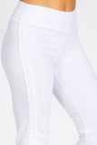 Chatoyant Mineral Washed Bootcut Pants With Side Crochet White