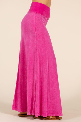 Chatoyant Mineral Wash Long Maxi Skirt Bubble Pink
