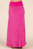 Chatoyant Mineral Wash Long Maxi Skirt Bubble Gum Pink
