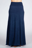 Chatoyant Mineral Wash Long Maxi Skirt Electric Blue