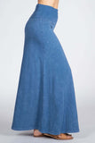 Chatoyant Mineral Wash Long Maxi Skirt Lt. Denim