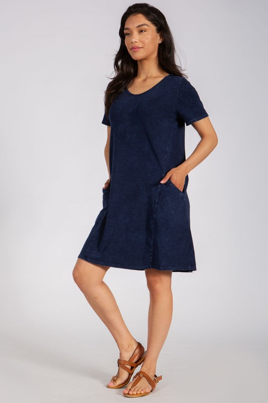 Chatoyant Mineral Wash Pocket Dress Electric Blue – Jalynn's Closet