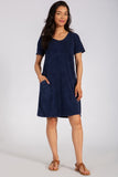 Chatoyant Mineral Wash Pocket Dress Electric Blue