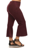 Chatoyant Plus Size Mineral Washed Crop Flare Burgundy