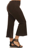 Chatoyant Plus Size Mineral Washed Crop Flare Brown