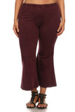 Chatoyant Plus Size Mineral Washed Crop Flare Burgundy