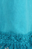 Chatoyant Plus Size Mineral Wash Ankle Length Crochet Fringe Aqua