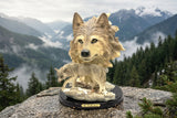Vintage CK Collection Wolf Figurine with Wolf Head Backdrop