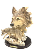 Vintage CK Collection Wolf Figurine with Wolf Head Backdrop