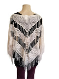 💐 Cream and Gold Fringe Poncho One Size 💐