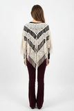 Cream and Gold Fringe Poncho One Size