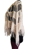 💐 Cream and Gold Fringe Poncho One Size 💐