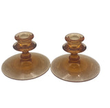 Vintage 1929 Amber Depression Glass Candle Holders