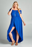 Plus Size Off Shoulder Solid Jersey Romper Maxi