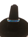 Blue Fire Opal Band 925 Silver Size 6