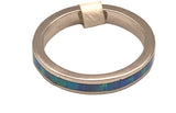 Blue Fire Opal Band 925 Silver Size 6