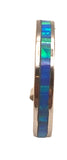 Blue Fire Opal Band 925 Silver Size 6