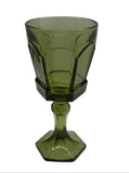 Vintage 6Pc Fostoria Virginia Green Pressed Glass Goblet
