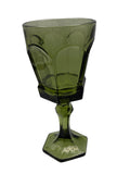 Vintage 6Pc Fostoria Virginia Green Pressed Glass Goblet