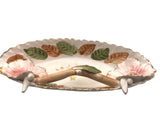 Vintage Hand-Painted Italian Porcelain Vanity Dish White Thorns #T88