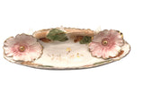 Vintage Hand-Painted Italian Porcelain Vanity Dish White Thorns #T88