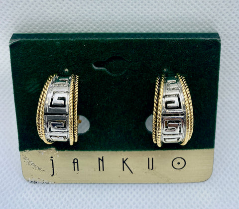 Janku Gold & Silver Aztec Clip Earrings