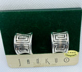 Janku Silver Aztec Clip Earrings