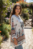 Jodifl White Multi-Color Boho Top Small