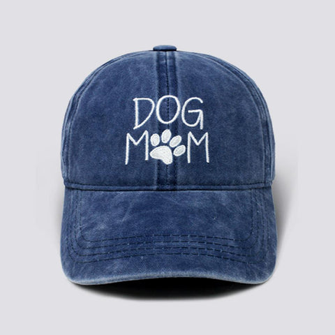 🐾"Dog Mom" Mineral Washed Baseball Cap Navy🐾