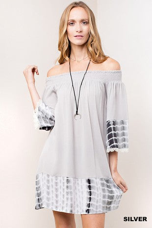 Kori America Gray Tie Dye Boho Dress