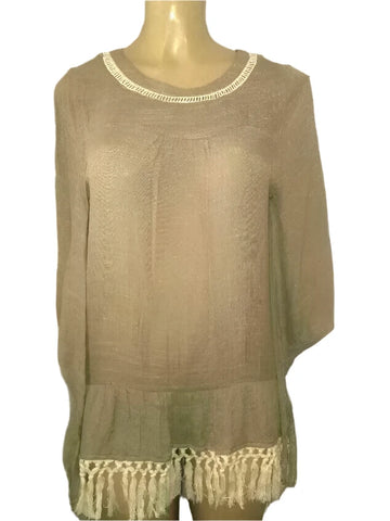 Kori America Olive Boho Tunic Top