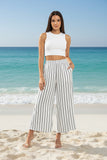 Lovein Navy Stripe Boho Pocket Pants Large