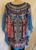 Fashion 1.2.3 Multi-Color Rhinestone Chiffon Top One Size Fits Small to X-Large